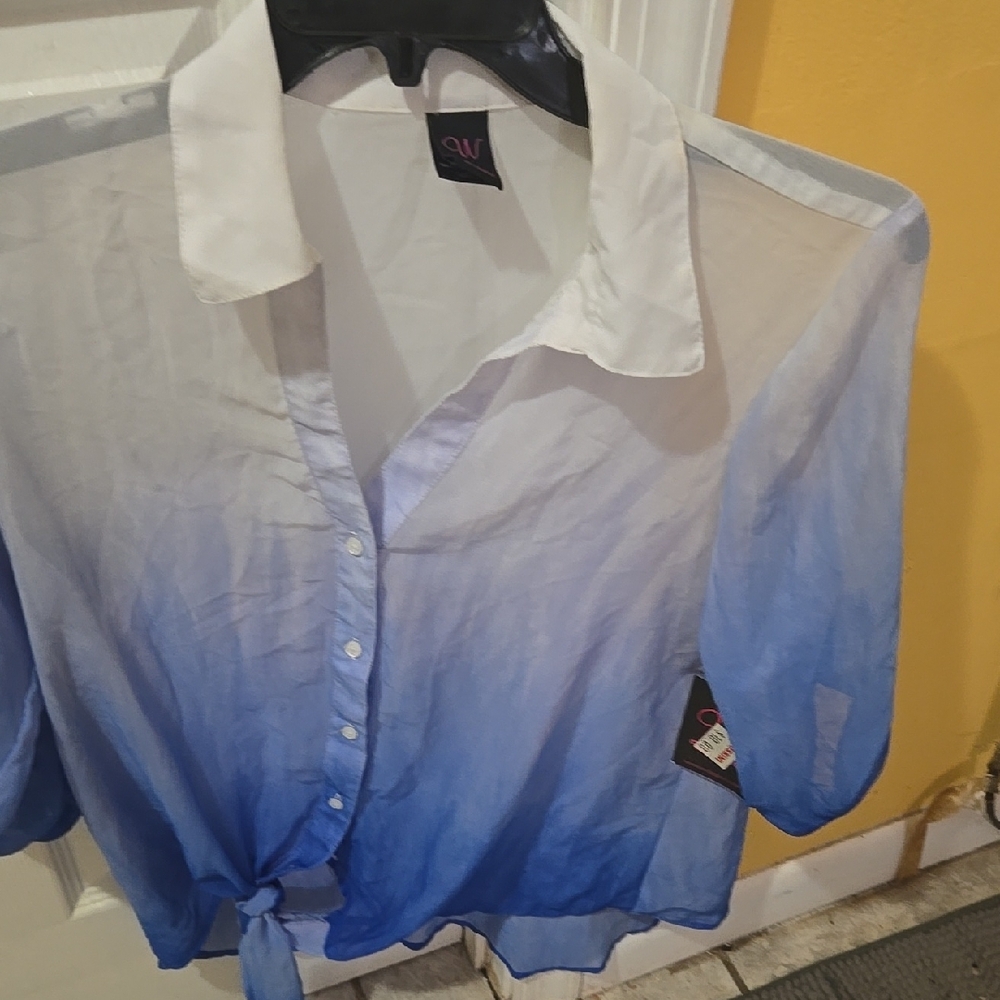 Elegant Blue Ombre Blouse by [Brand]